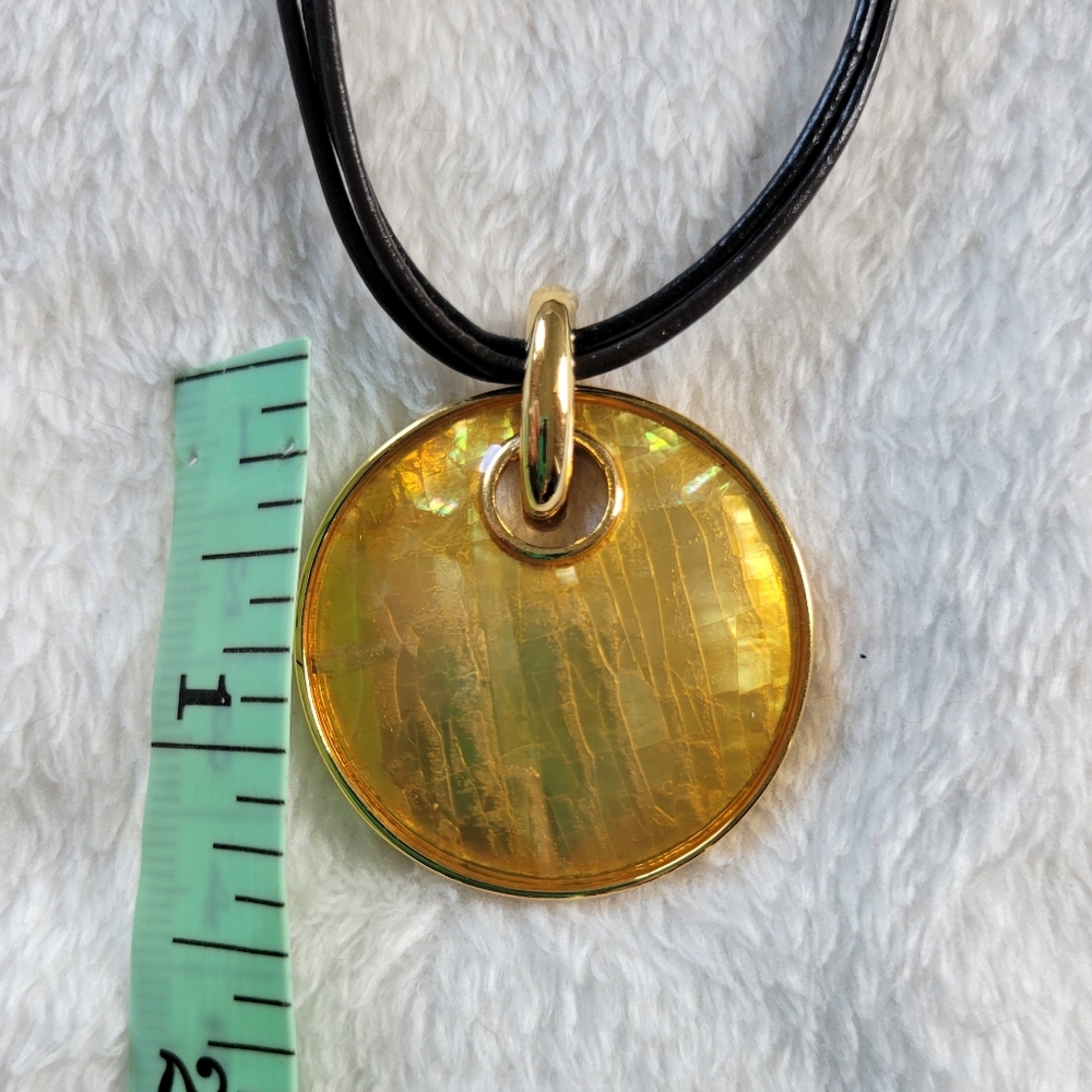 Lia Sophia | NWT Black/Gold Taos Mother of Pearl Mosaic Pendant Necklace - Picture 9 of 12